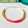 Adjustable Triple Beaded Bracelet - Coral & Gold