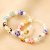 Millefiori Bead and Pearl Hoop Earrings