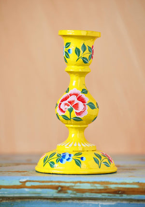 Large Hand Painted Kashmiri Candlestick