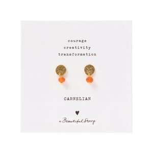 A Beautiful Story Mini Coin Carnelian Coin Earrings