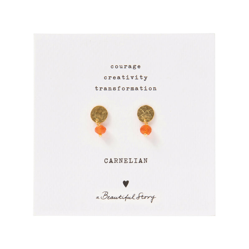A Beautiful Story Mini Coin Carnelian Coin Earrings