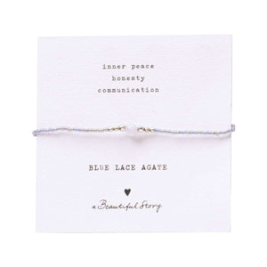 A Beautiful Story Iris Card Blue Lace Agate Silver Coloured Bracelet