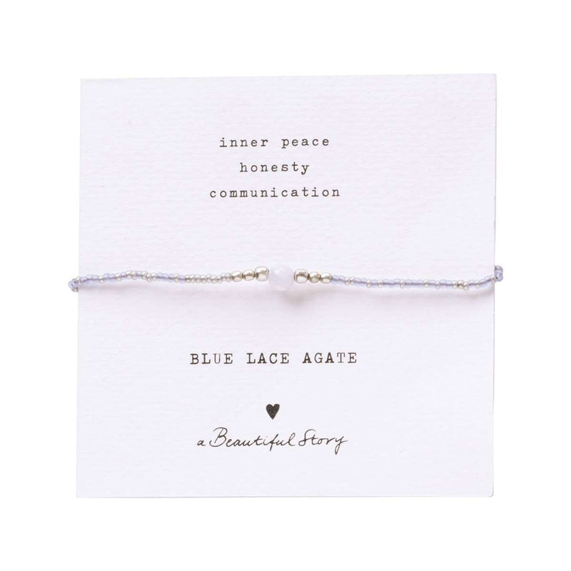 A Beautiful Story Iris Card Blue Lace Agate Silver Coloured Bracelet