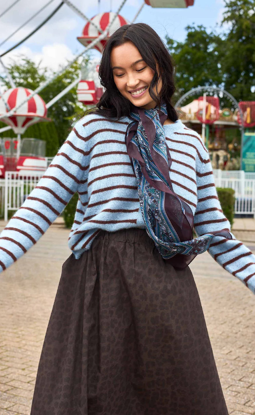 Black Colour Dell Stripe Knit Cardigan