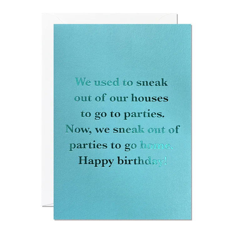 Ricicle Cards sneaking out of parties birthday card