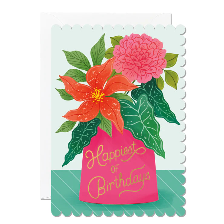 Ricicle Cards Happiest of birthdays flower vase card
