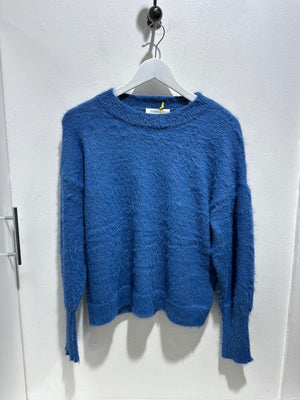 Compania Fantastica Blue Textured Knit Sweater