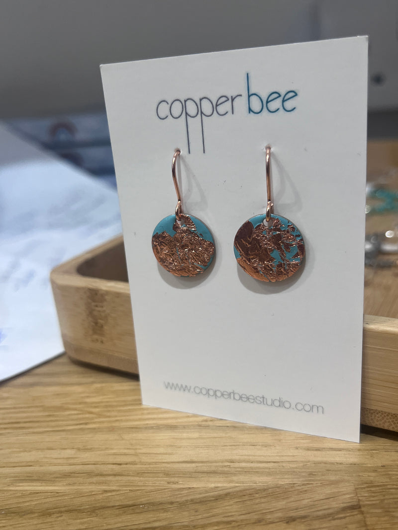 Copper Bee copper glow disc earrings