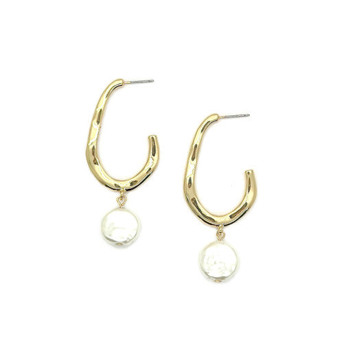 Isles & Stars Hammered Pearl Drop Earrings