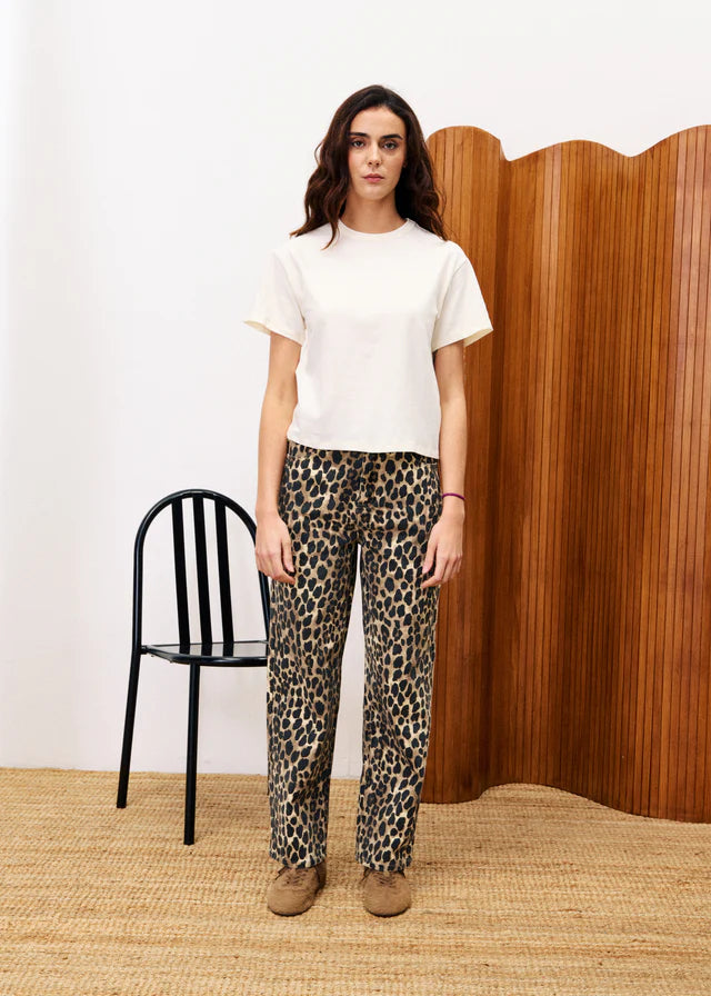 FRNCH Leopard Print Bobtail Jeans