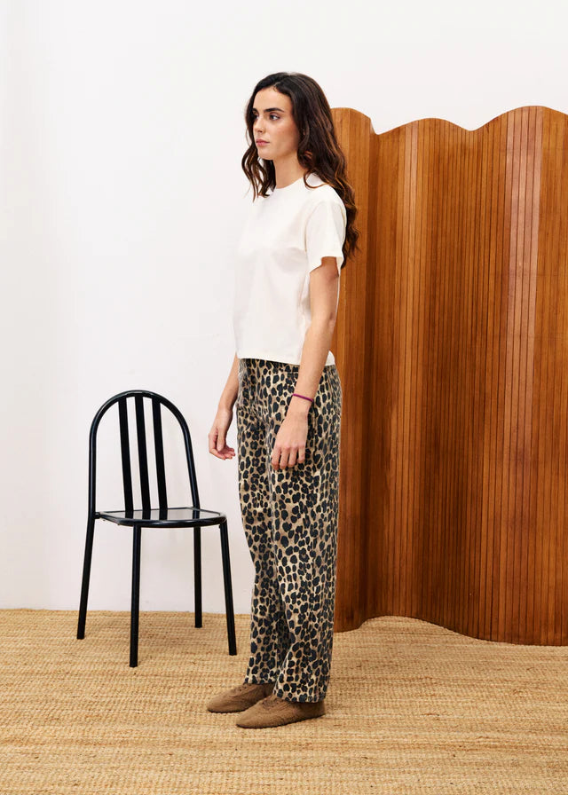 FRNCH Leopard Print Bobtail Jeans