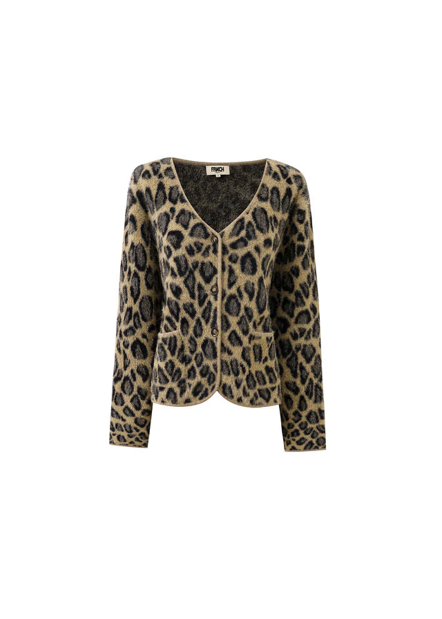 FRNCH Begonia Leopard Cardigan