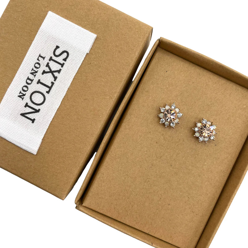 Sixton Champagne Flower Sparkle Earrings