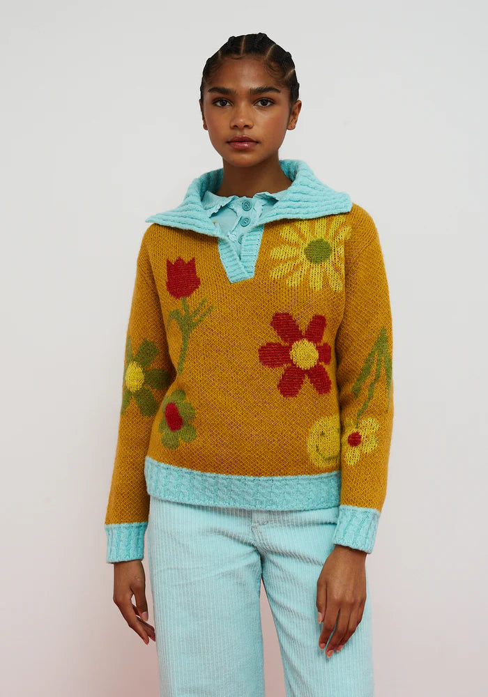 Dr Bloom Ochre Daisy Knit