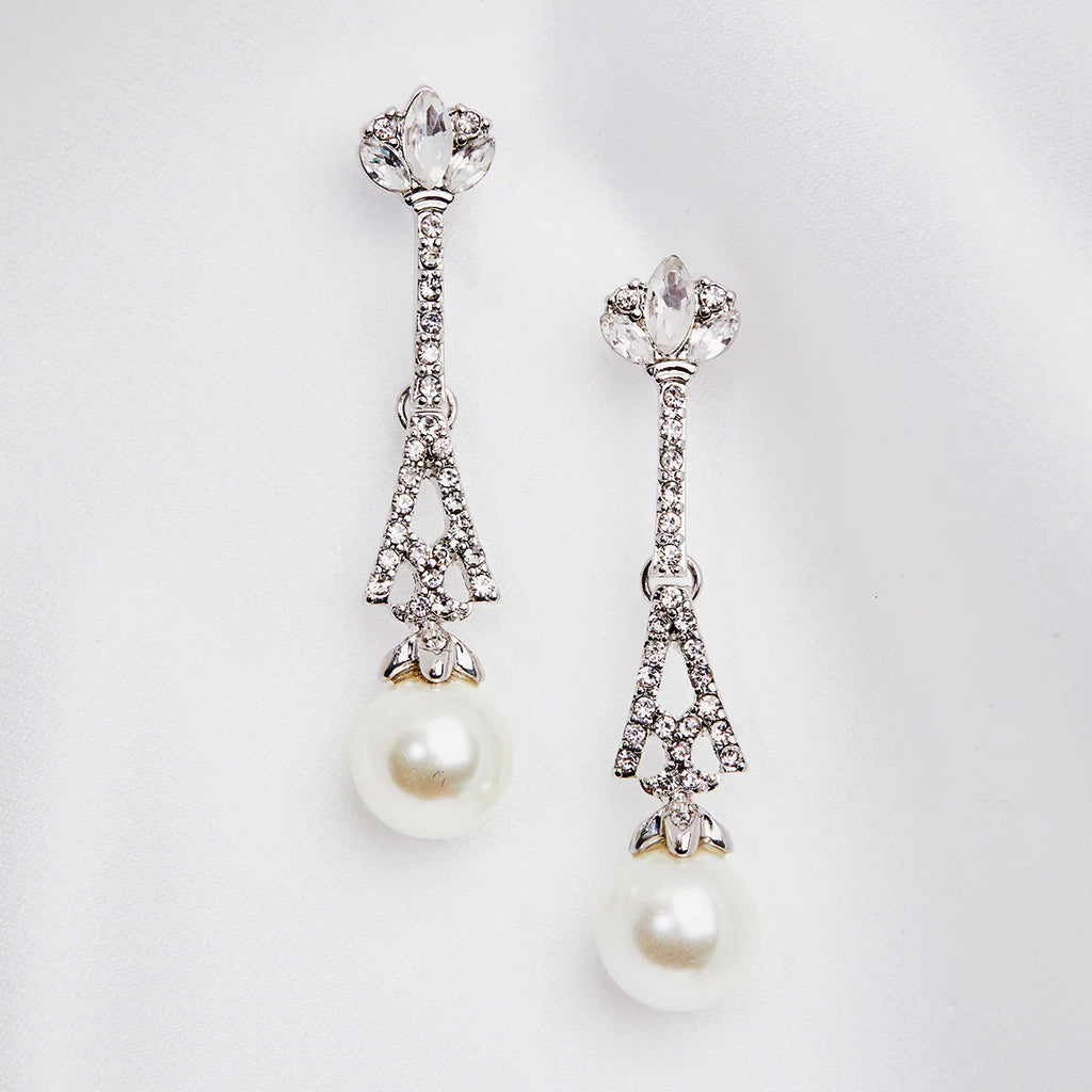 Lovett & Co Pearl and Crystal Drop Earrings