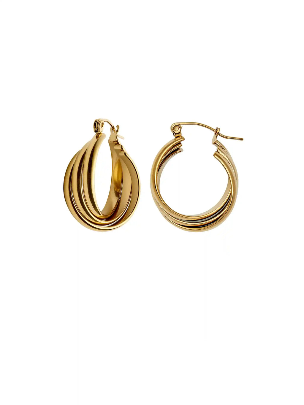 Gold Triple Entwine Earrings