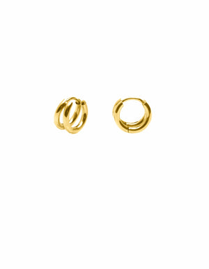 Gold Double Layer Huggie Hoop Earrings