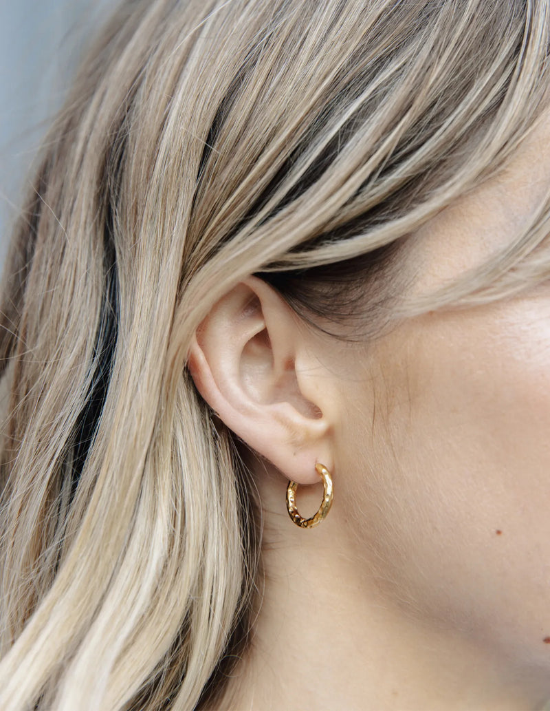 Gold Hammered Hoop Earrings