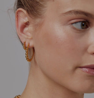 Orelia large graduated orb hoop earrings - gold
