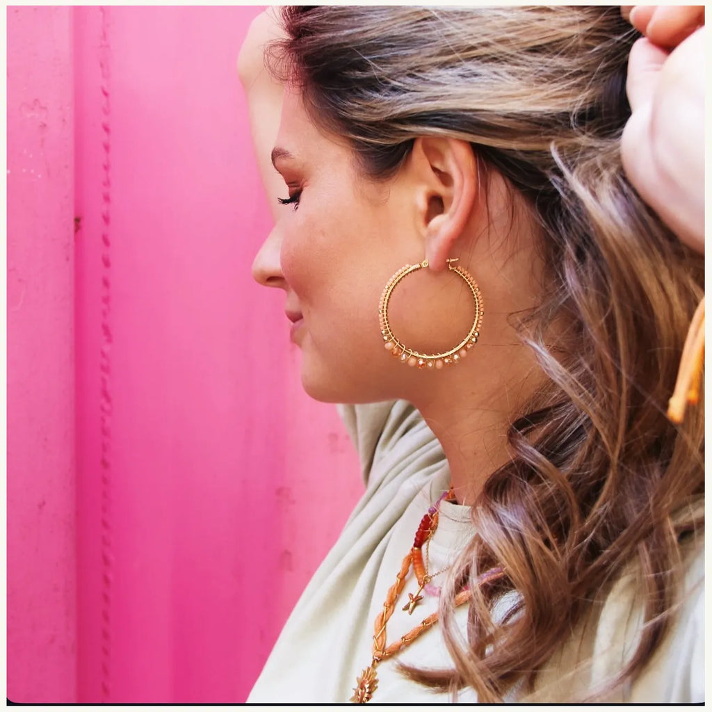 Round Hoop Earrings with Facets and Miyukis