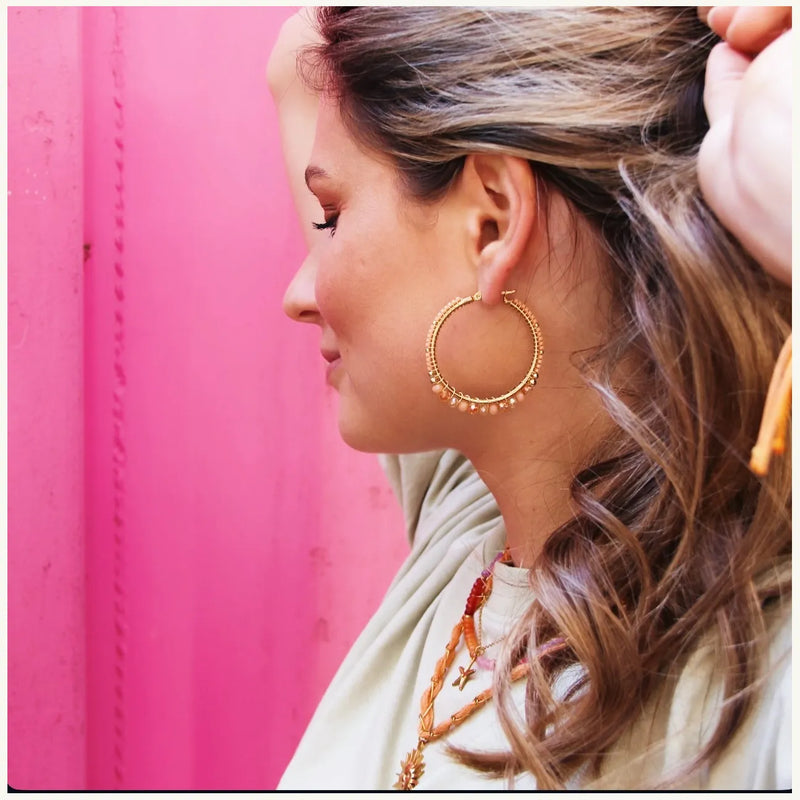 Round Hoop Earrings with Facets and Miyukis