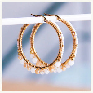 Round Hoop Earrings with Facets and Miyukis