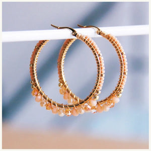 Round Hoop Earrings with Facets and Miyukis