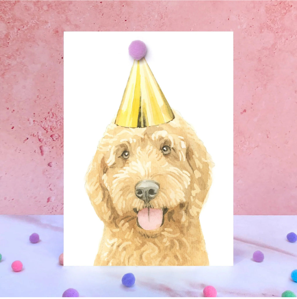 Ruby Cockapoo Pompom Birthday Card