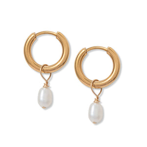 Tiny Pearl Hoops