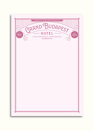 Fictional Hotel Notepads - Grand Budapest Hotel