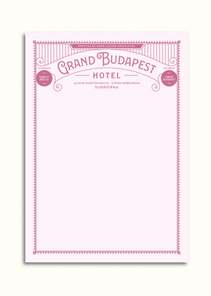 Fictional Hotel Notepads - Grand Budapest Hotel