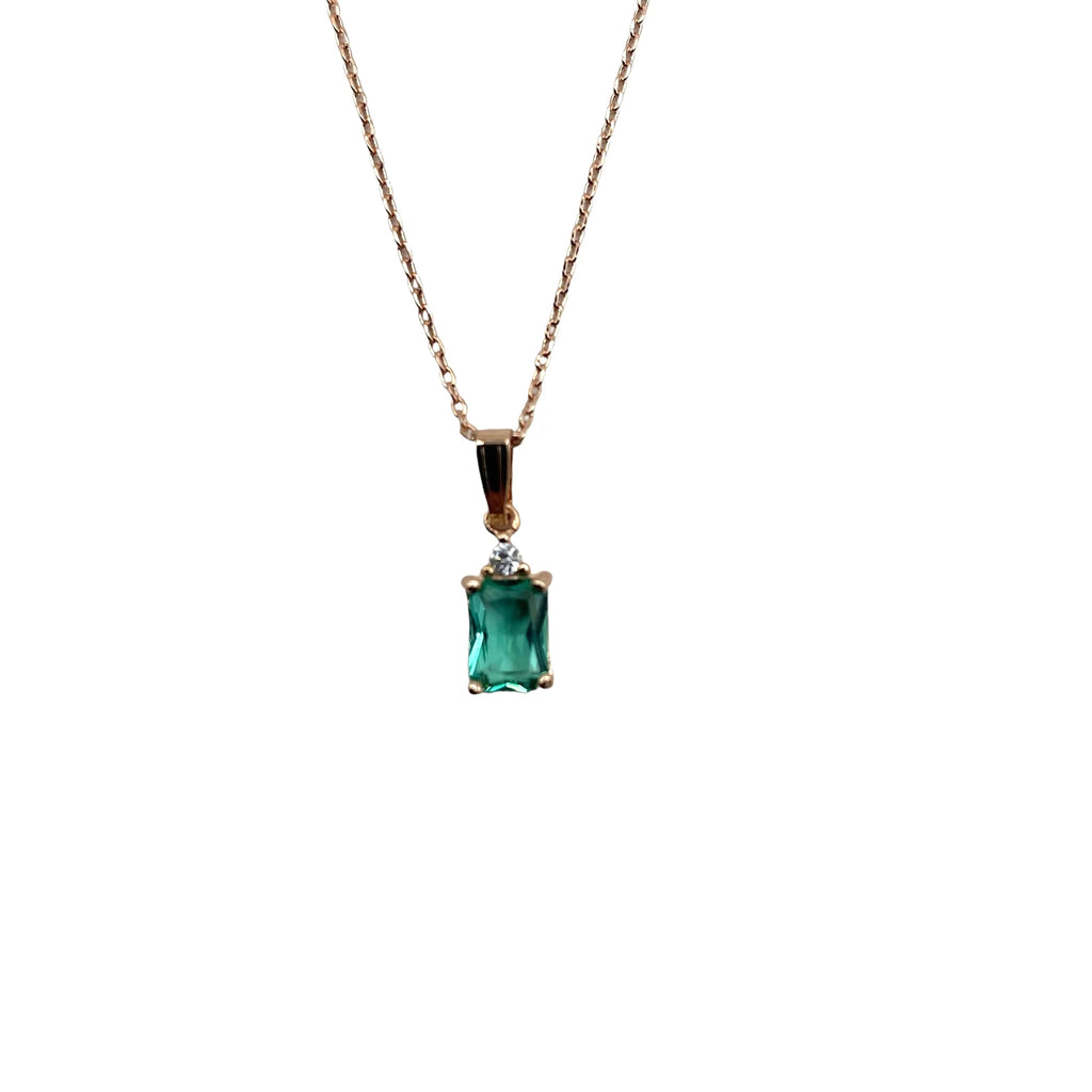 Sixton Aqua Square Jewel Drop Necklace