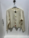 Compania Fantastica Large Heart Button cream cardigan