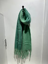 Compania Fantastica Oversized Green Fringed Scarf