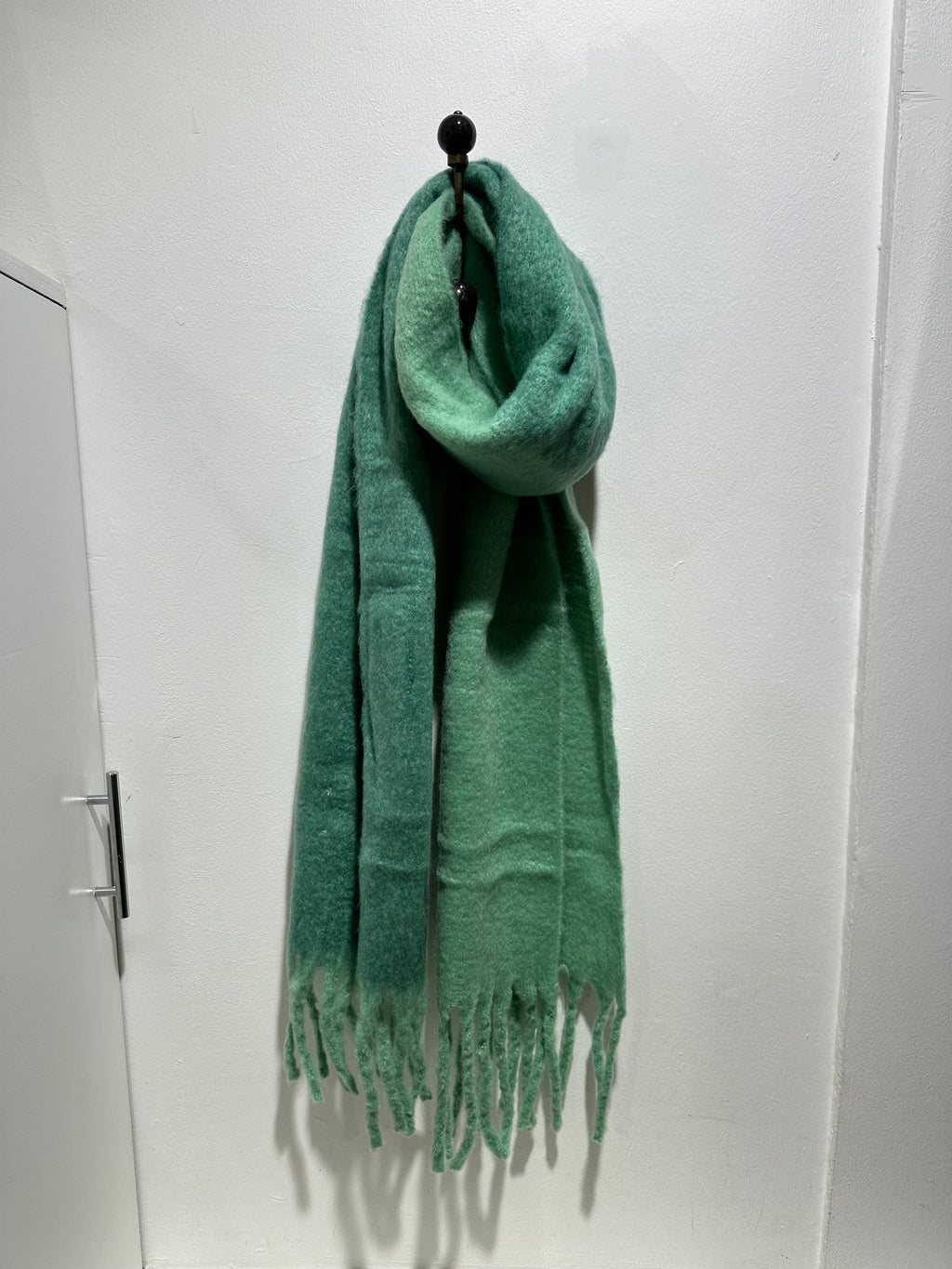 Compania Fantastica Oversized Green Fringed Scarf