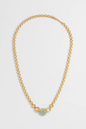 Estella Bartlett The Edit Collection Green Quartz Graduated Round Link Chain Necklace