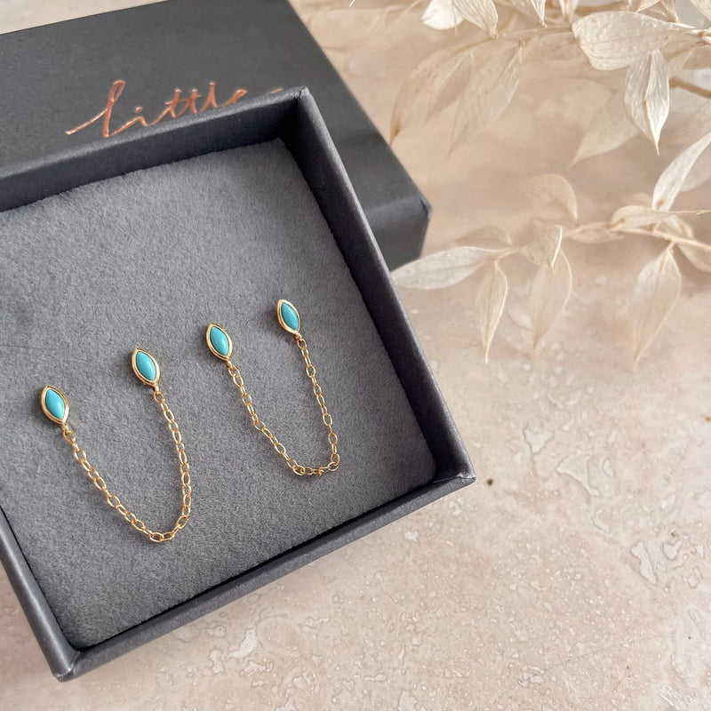 Little Nell Gold Turquoise Chain Studs