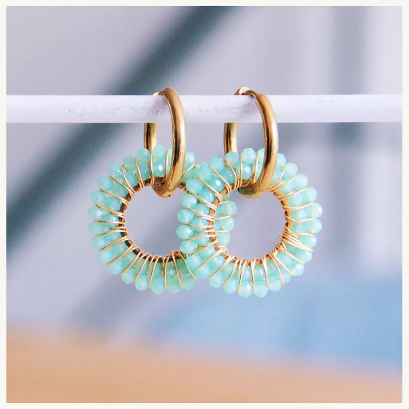 Earrings with Round Faceted Pendant