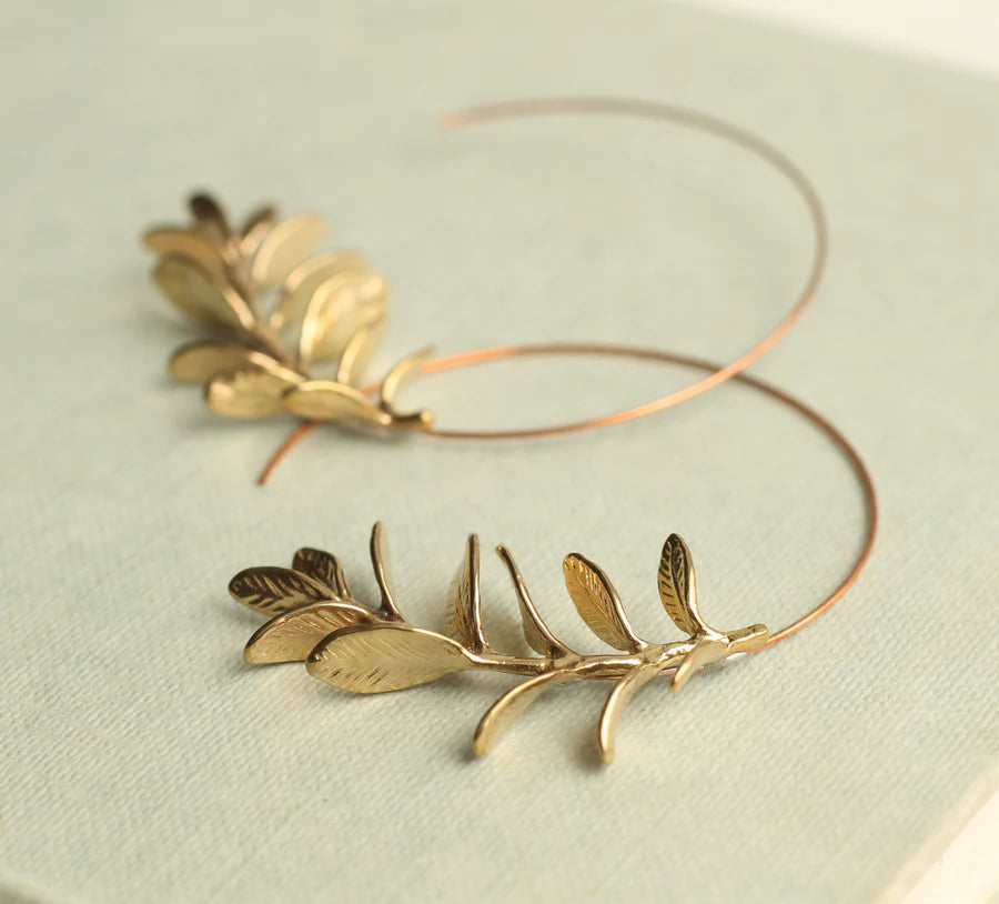 Silk Purse, Sow's Ear Botanical Leaf Hoop Earrings