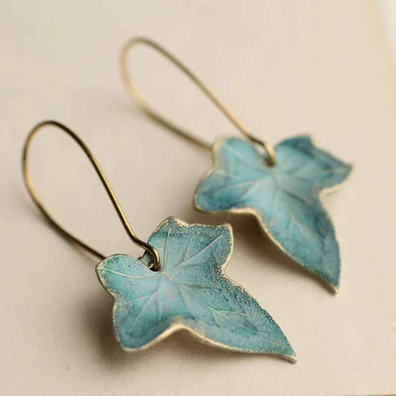 Silk Purse, Sow's Ear Blue Ivy Leaf Earrings