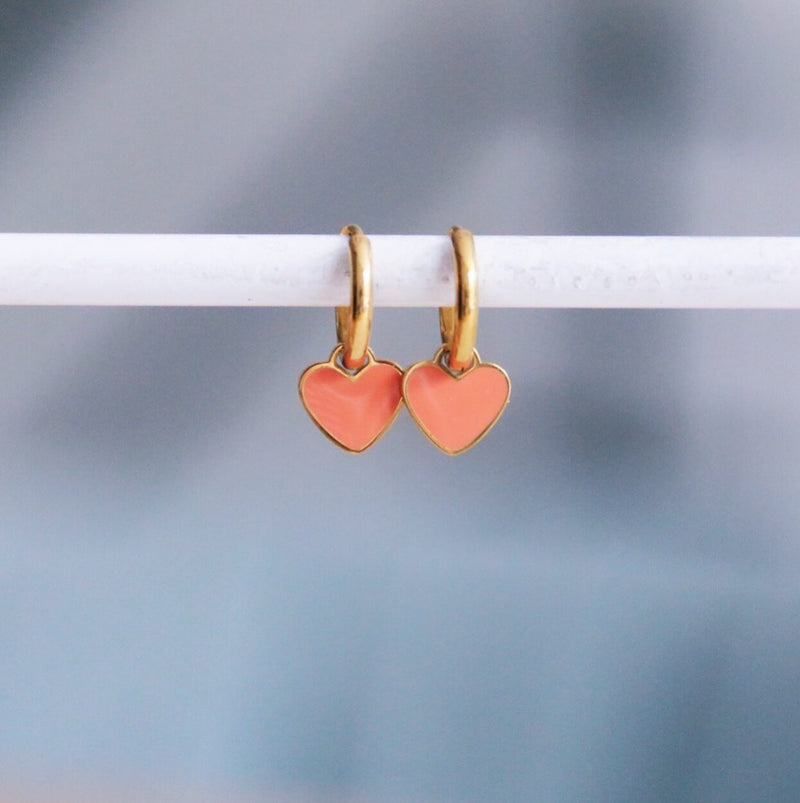 Stainless Steel Hoops with Mini Heart