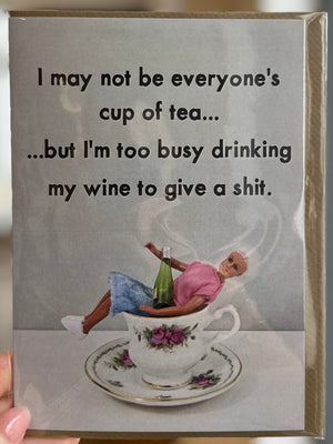 Bold & Bright 'Busy Drinking Wine' Card