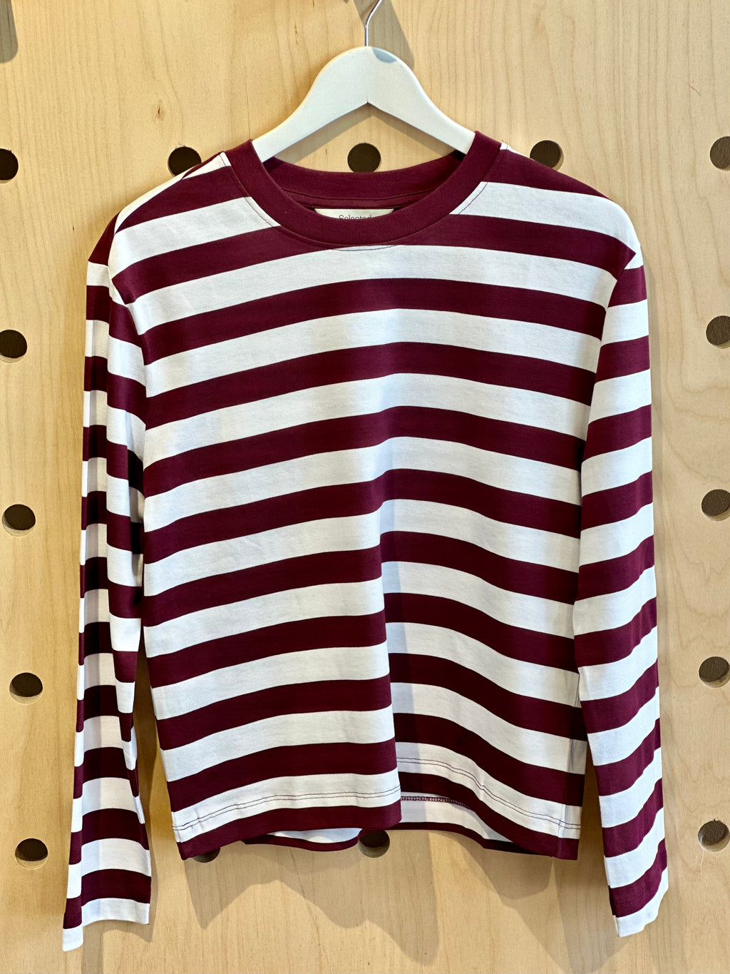 Selected Femme Essential Long Sleeve Striped Boxy Tee