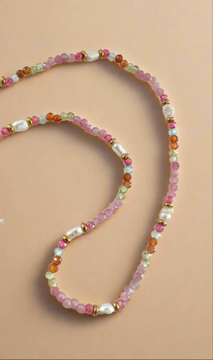 Beaded Hammered Disc Necklace