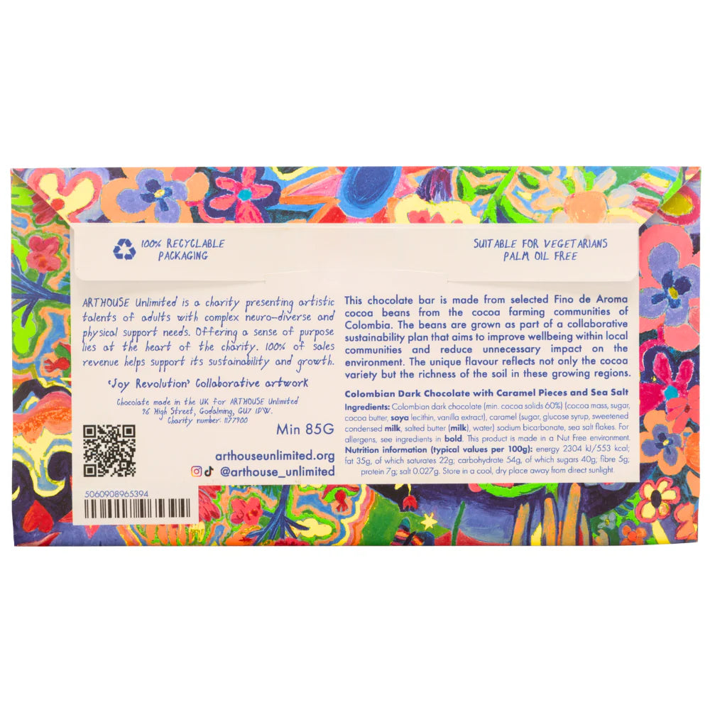 Arthouse 'Joy Revolution' Dark Chocolate with Caramel Pieces & Sea Salt.