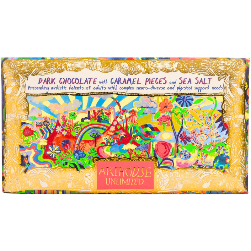 Arthouse 'Joy Revolution' Dark Chocolate with Caramel Pieces & Sea Salt.