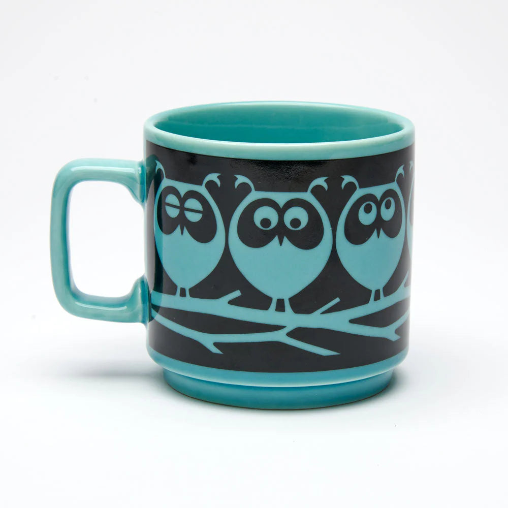 Magpie x Hornsea Teal Owls on Branch Mug