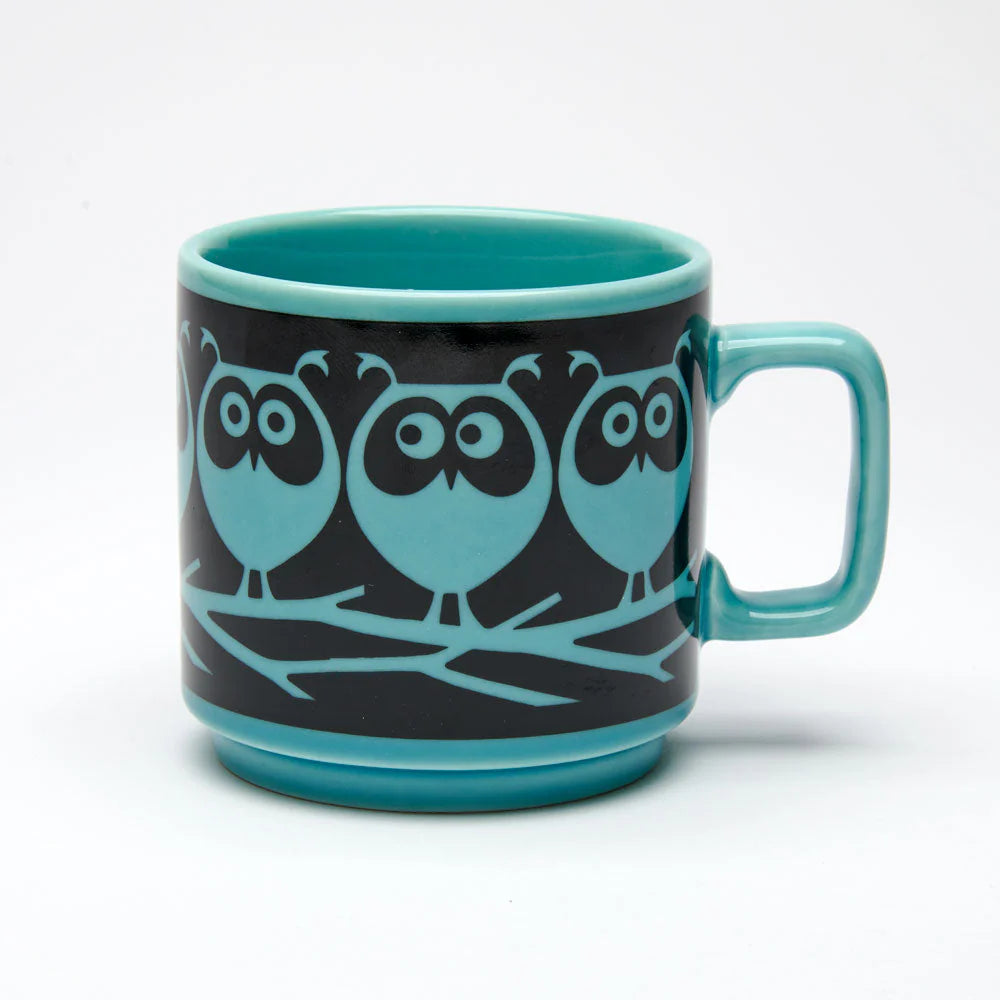 Magpie x Hornsea Teal Owls on Branch Mug