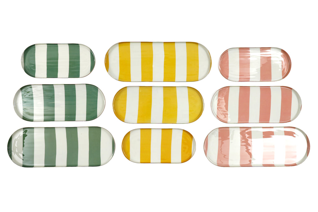 Oval Stripe Set of 3 Trays