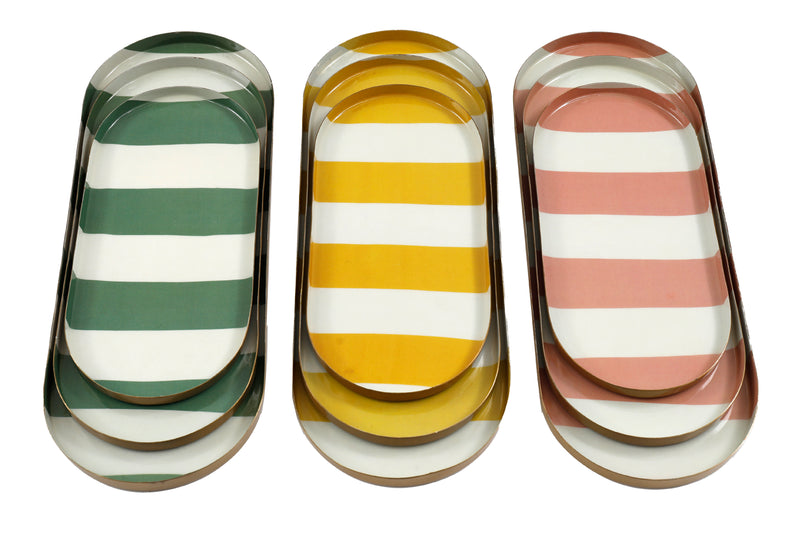 Oval Stripe Set of 3 Trays